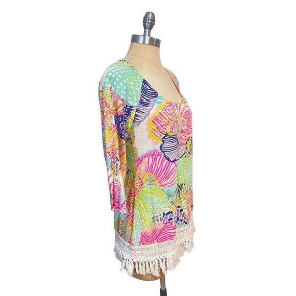 Lilly Pulitzer Alia Fringe Tunic Top Small - Picture 3 of 6